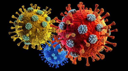 家族背景图片_包括 SARS cov 2 在内的电晕家族病毒的 3D 渲染