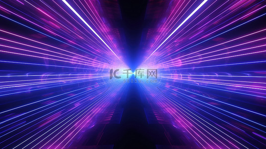 运动中发光的霓虹灯数字隧道的快节奏显示 3D 渲染
