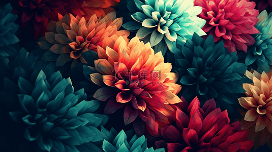 创意彩色叶子背景图片_绚丽彩色的花朵装饰