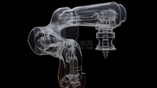 隔离在黑色 X 射线机器人喷枪上，用于 3D 渲染中的自动绘画