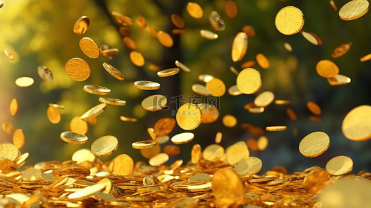 钱的背景图片_层叠金币的 3d 渲染