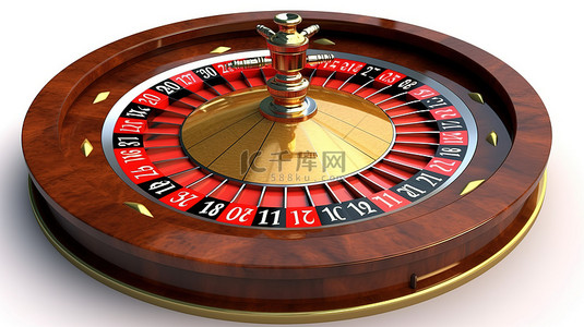 桌球背景背景图片_赌场中白色背景轮盘赌轮的 3d 渲染