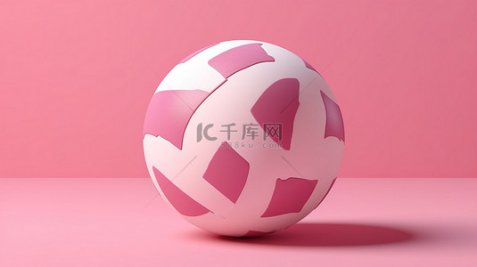 夏日背景上的粉色和白色沙滩球充满活力的 3D 渲染图
