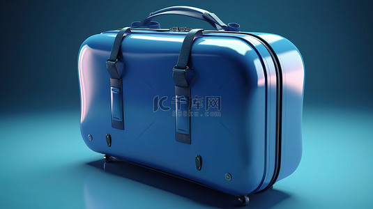 背包蓝色背景图片_蓝色背景3d行李袋
