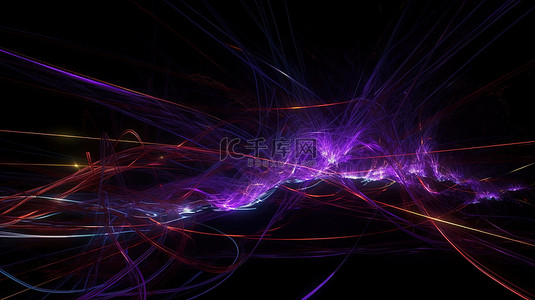 背景图科技背景图片_发光的宇宙网络 3d 渲染与紫外线霓虹灯和抽象线