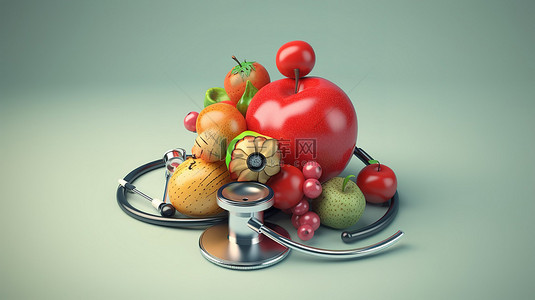 描绘健康和福祉的 3D 医学插图