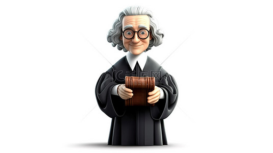 在法庭上背景图片_加维尔法官在纯白色背景上的 3D 渲染