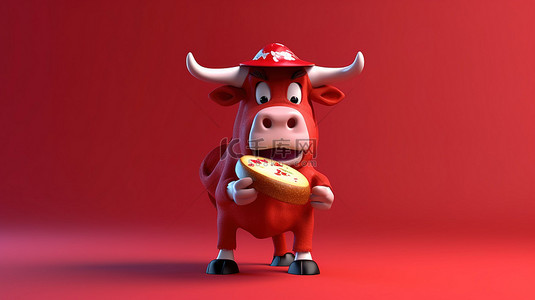 搞笑的 3D 红牛配上等牛肉