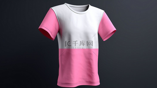 白衬衫背景图片_3D 插图中的白色和粉色 T 恤