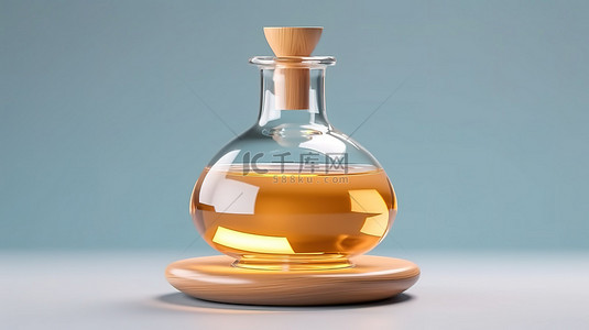 用于精油和化妆品的玻璃瓶的高成分 3D 渲染