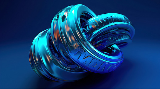 迷人的蓝色漩涡创意排版设计与抽象插图和 3D 渲染