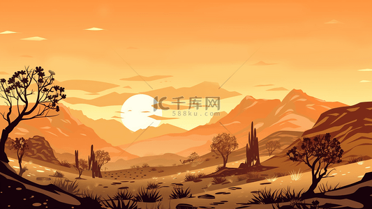 戈壁背景背景图片_金色沙漠景色背景