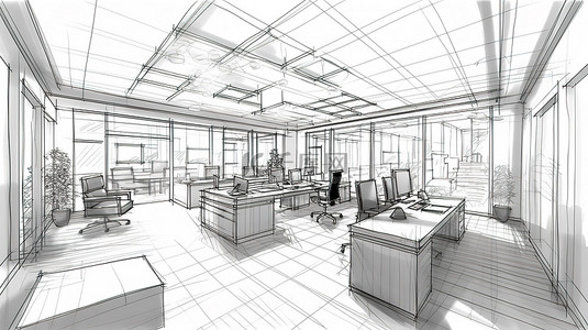 办公室轮廓可视化的 3D 草图轮廓