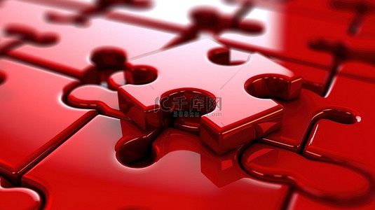 步骤流程背景图片_红色双拼图 3D 渲染