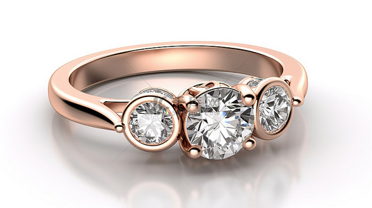 悠闲的背景图片_悠闲的三石订婚戒指的玫瑰金 3D 渲染