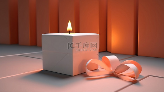 详细 3D 渲染中捕获的蜡烛和盒子