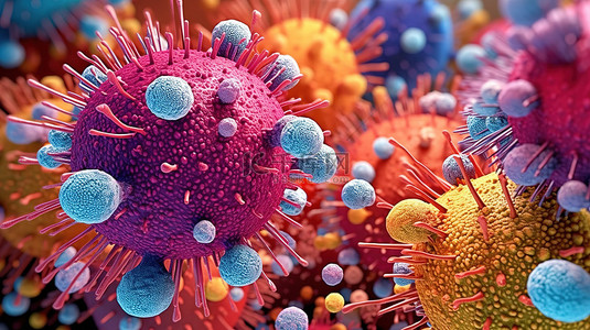 科技病毒背景图片_3d 抽象微生物有机体的极端特写
