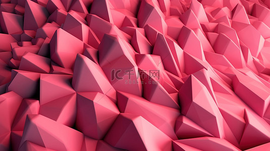抽象粉色几何 3D 设计与体积