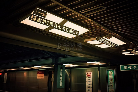 地铁出口背景图片_天花板上悬挂的方向标志