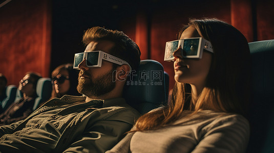 快乐的多名族背景图片_浪漫二人组享受沉浸式 3D 影院体验
