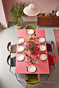 茶几房间背景图片_房间以红粉红和绿色装饰