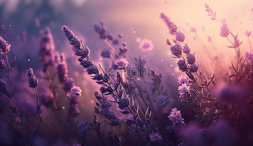 紫色植物花卉背景图片_薰衣草花卉装饰图案