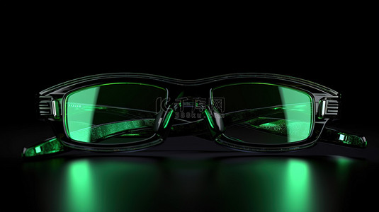 黑色和绿色的 3d 眼镜