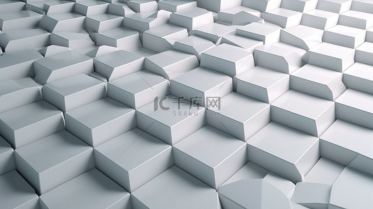 抽象白色几何六边形背景六边形图案蜂窝表面的 3D 插图