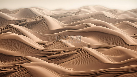 山和海卡通背景图片_米色棕色风格的沙漠沙和山 3d 背景