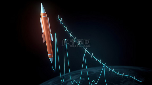 价格实在背景图片_概念性 3D 火箭，其飙升图描绘了股市价格的飙升