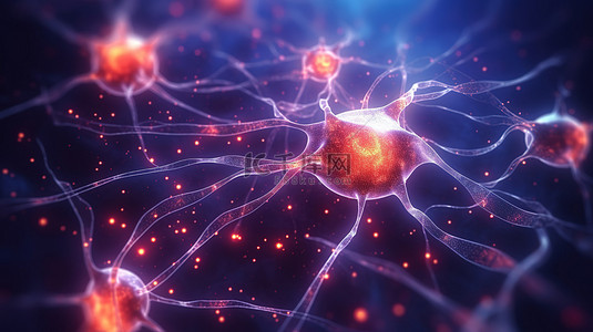 感官记忆背景图片_3d 渲染显示神经元通过电化学信号进行通信