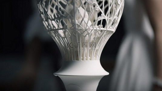 3d 打印机使用工业革命 4 的先进增材技术制作的白色花瓶形人物特写