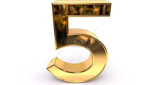 闪亮的金色字母 3D 插图抛光金属字母表设置在纯白色背景上