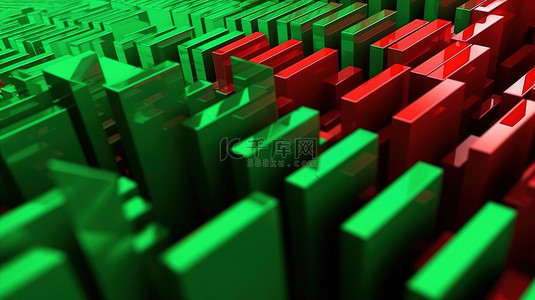 光标圆圈背景图片_市场趋势的 3D 渲染绿色箭头上升红色箭头下降