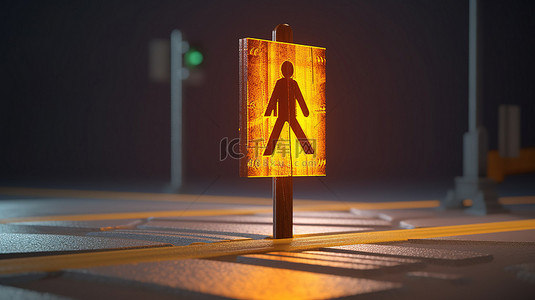 标志危险背景图片_人行横道标志的 3D 建模
