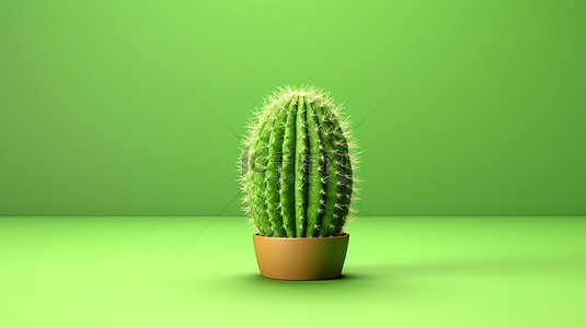 绿色植物海报背景背景图片_绿色背景下仙人掌的 3d 渲染
