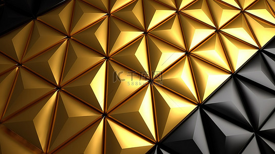 透视图层背景图片_双层醒目的金色和黑色条纹钻石屋顶的 3D 渲染