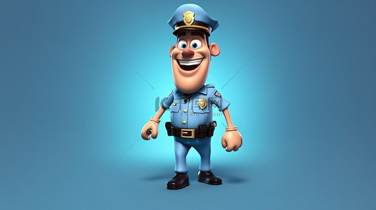 警察卡通背景图片_卡通警察的俏皮 3D 插图