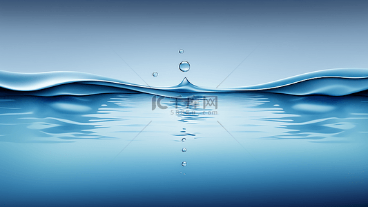 水蓝色平静水面荡漾水珠