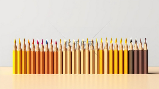 学校创意背景图片_办公室和学校用品的 3D 渲染一排尖铅笔