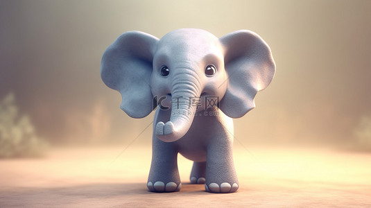 3d 渲染中的可爱大象