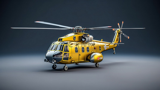 工业灰色背景背景图片_灰色背景下军用直升机或救援运输的 3D 插图