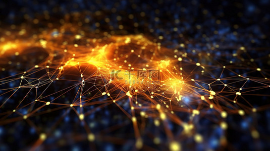 科技感网格背景背景图片_用于可视化大数据连接的抽象网状网络结构的 3D 渲染