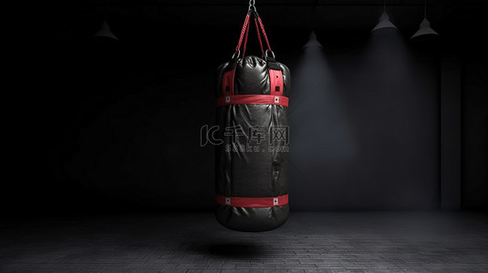 跆拳道道具背景图片_沙袋锻炼的 3d 渲染