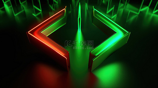 市场推广计划背景图片_市场趋势向上绿色箭头和向下红色箭头的 3D 渲染