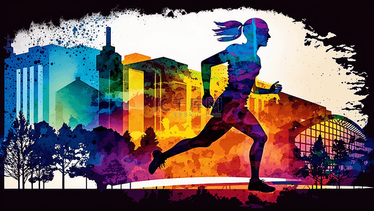 跑步锻炼健身背景图片_运动跑步涂鸦背景