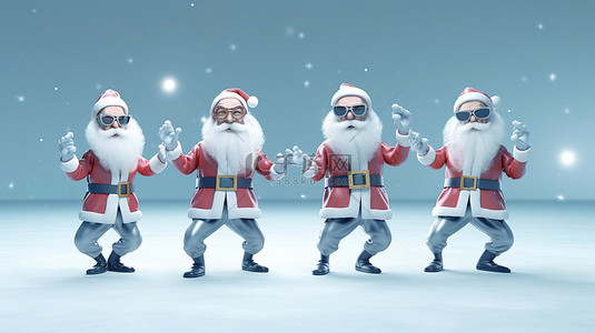 寒假旅行记背景图片_3d 渲染跳舞圣诞老人庆祝圣诞快乐