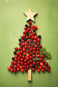 英语背景图片_新鲜浆果圣诞树
