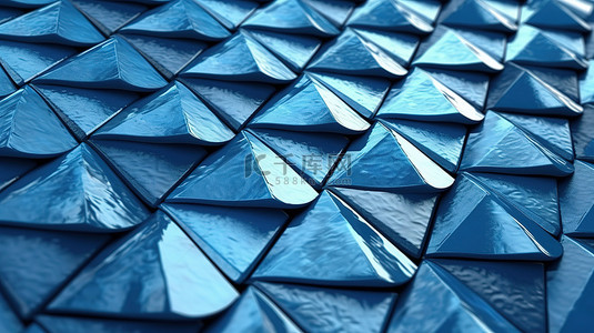蓝色钻石色调四边形瓦屋顶的 3D 渲染