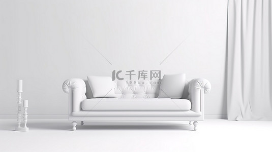 简约等背景图片_简约纸张灵感创意在白色沙发设置中呈现 3D 渲染插图
